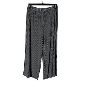 American Eagle Wide Leg Pants XS Cropped Slit Striped Bohemian Edgy Beachy Comfy